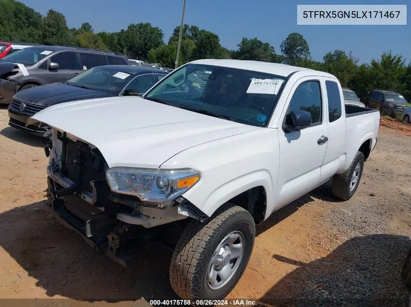 2020 Toyota Tacoma Sr VIN: 5TFRX5GN5LX171467 Lot: 40175758