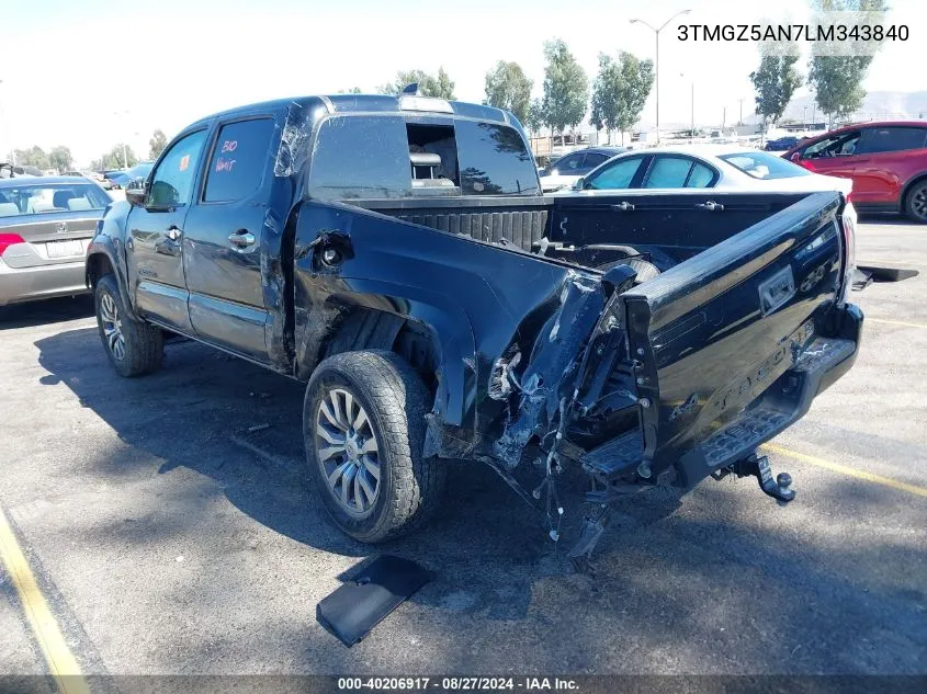 2020 Toyota Tacoma Limited VIN: 3TMGZ5AN7LM343840 Lot: 40206917