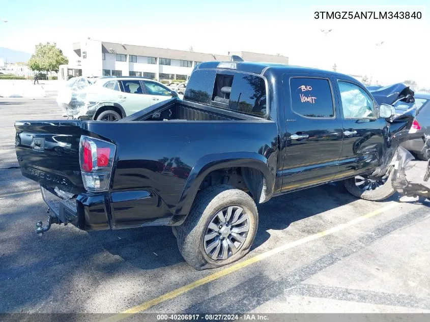 2020 Toyota Tacoma Limited VIN: 3TMGZ5AN7LM343840 Lot: 40206917