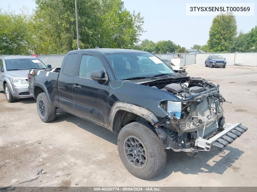 2020 Toyota Tacoma Sr VIN: 3TYSX5EN5LT000569 Lot: 40250774