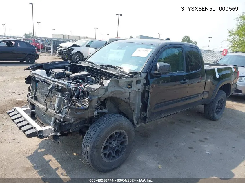 2020 Toyota Tacoma Sr VIN: 3TYSX5EN5LT000569 Lot: 40250774