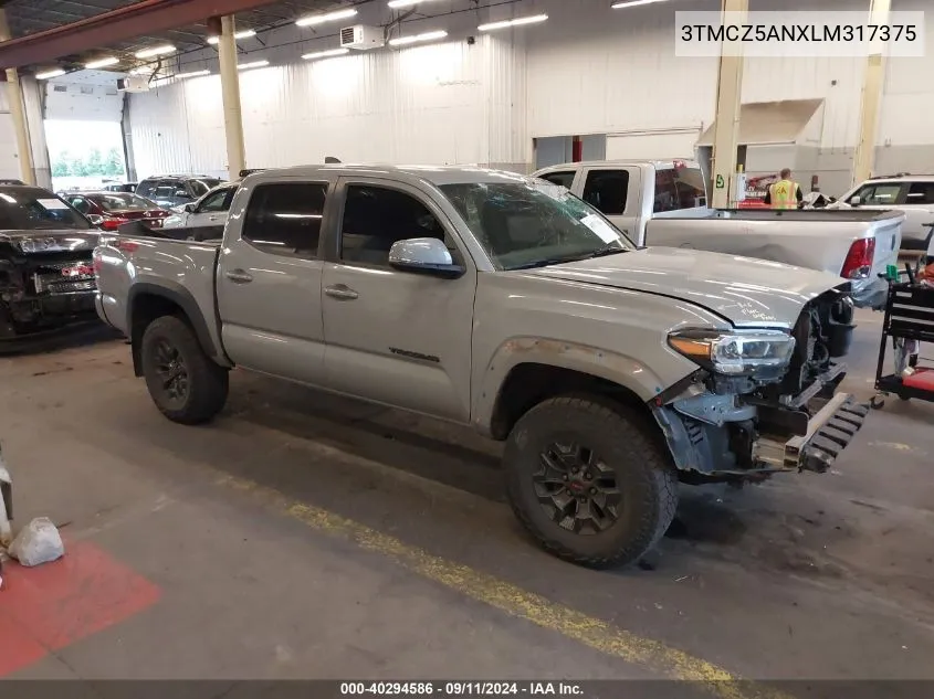 2020 Toyota Tacoma Double Cab/Sr/Sr5/Trd Spo VIN: 3TMCZ5ANXLM317375 Lot: 40294586