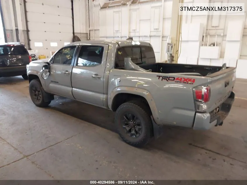 2020 Toyota Tacoma Double Cab/Sr/Sr5/Trd Spo VIN: 3TMCZ5ANXLM317375 Lot: 40294586