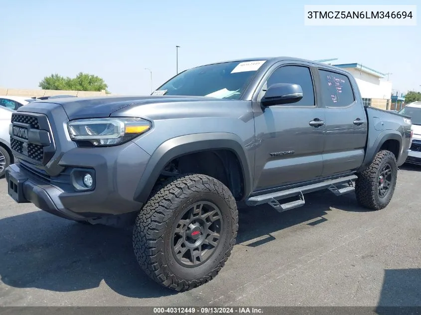 2020 Toyota Tacoma Trd Off-Road VIN: 3TMCZ5AN6LM346694 Lot: 40312449