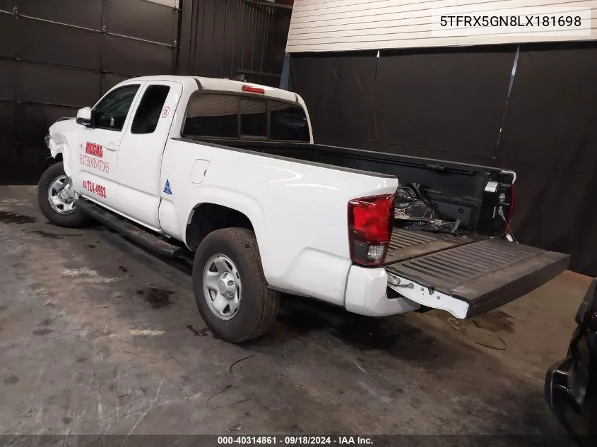 2020 Toyota Tacoma Sr VIN: 5TFRX5GN8LX181698 Lot: 40314861