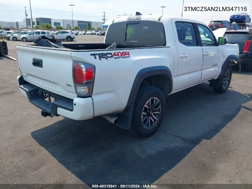 2020 Toyota Tacoma Trd Off-Road VIN: 3TMCZ5AN2LM347115 Lot: 40315941