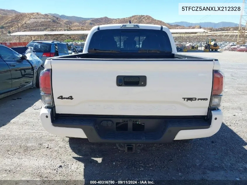 2020 Toyota Tacoma Double Cab/Sr/Sr5/Trd Spo VIN: 5TFCZ5ANXLX212328 Lot: 40316780