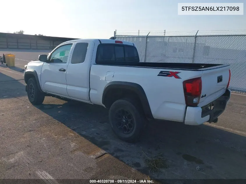 2020 Toyota Tacoma Access Cab/Sr/Sr5/Trd Spo VIN: 5TFSZ5AN6LX217098 Lot: 40320708