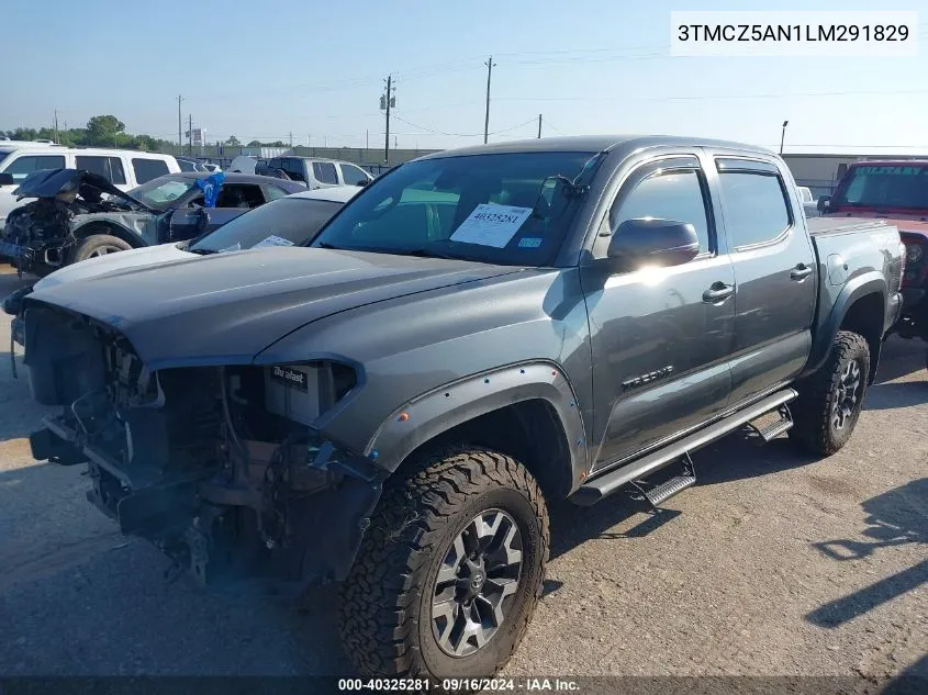 2020 Toyota Tacoma Double Cab/Sr/Sr5/Trd Spo VIN: 3TMCZ5AN1LM291829 Lot: 40325281