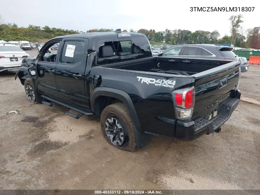 2020 Toyota Tacoma Double Cab/Sr/Sr5/Trd Spo VIN: 3TMCZ5AN9LM318307 Lot: 40333112