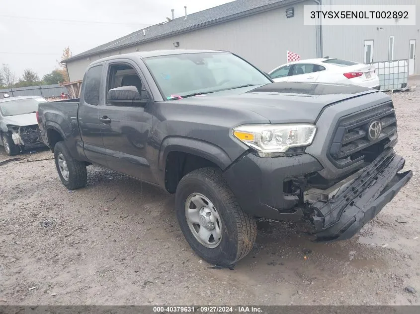 2020 Toyota Tacoma Access Cab/Sr/Sr5 VIN: 3TYSX5EN0LT002892 Lot: 40379631