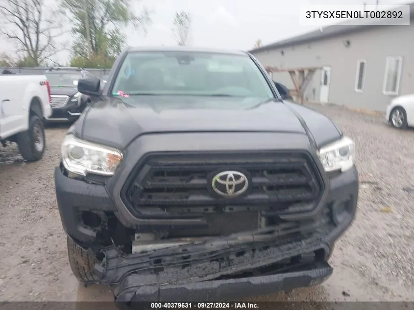 2020 Toyota Tacoma Access Cab/Sr/Sr5 VIN: 3TYSX5EN0LT002892 Lot: 40379631