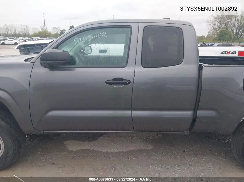 2020 Toyota Tacoma Access Cab/Sr/Sr5 VIN: 3TYSX5EN0LT002892 Lot: 40379631