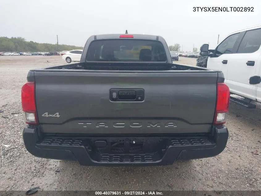 2020 Toyota Tacoma Access Cab/Sr/Sr5 VIN: 3TYSX5EN0LT002892 Lot: 40379631