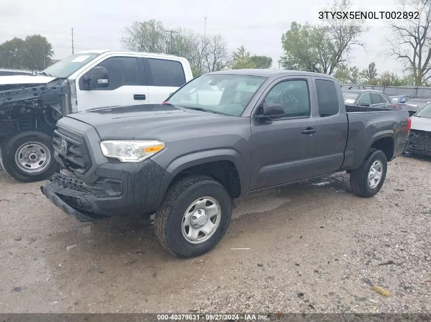 3TYSX5EN0LT002892 2020 Toyota Tacoma Access Cab/Sr/Sr5