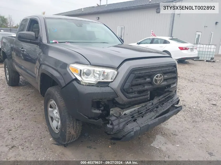 3TYSX5EN0LT002892 2020 Toyota Tacoma Access Cab/Sr/Sr5