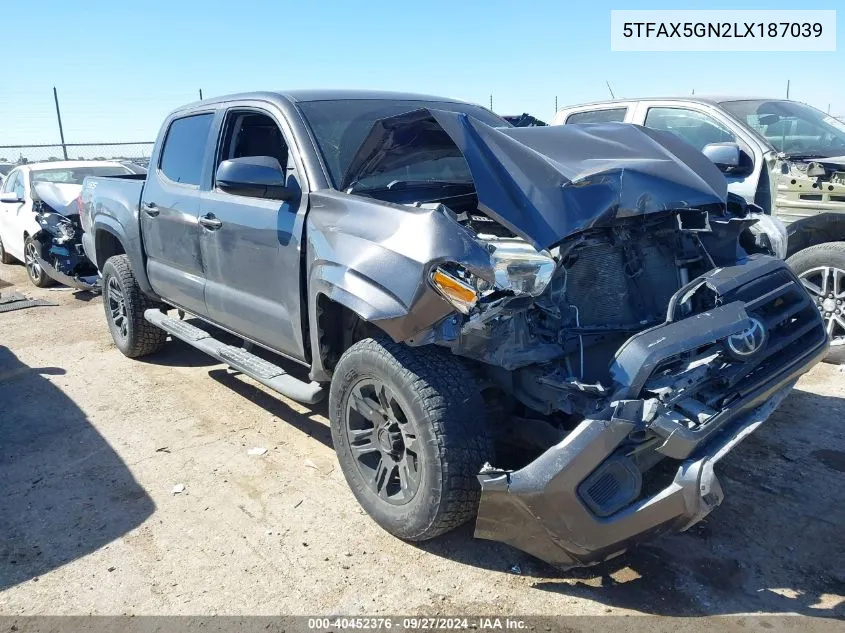 2020 Toyota Tacoma Sr VIN: 5TFAX5GN2LX187039 Lot: 40452376