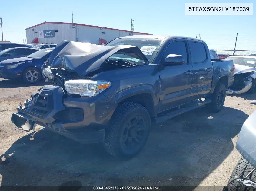 2020 Toyota Tacoma Sr VIN: 5TFAX5GN2LX187039 Lot: 40452376