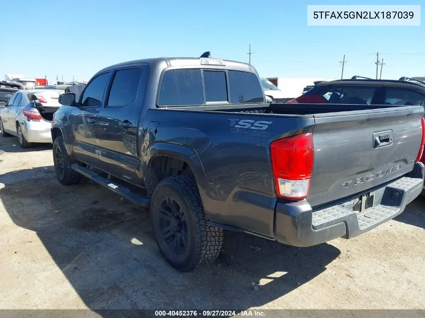 2020 Toyota Tacoma Sr VIN: 5TFAX5GN2LX187039 Lot: 40452376