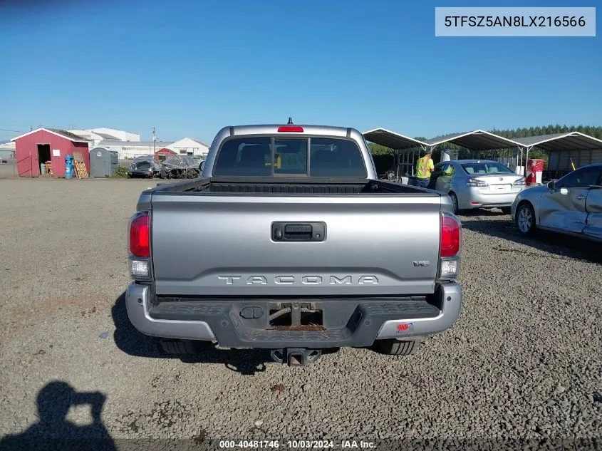 2020 Toyota Tacoma Trd Sport VIN: 5TFSZ5AN8LX216566 Lot: 40481746