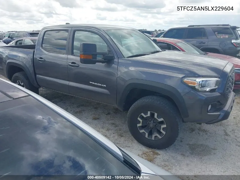 2020 Toyota Tacoma Double Cab/Sr/Sr5/Trd Spo VIN: 5TFCZ5AN5LX229604 Lot: 40509142