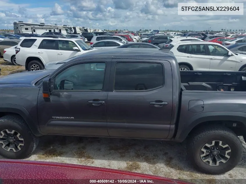 2020 Toyota Tacoma Double Cab/Sr/Sr5/Trd Spo VIN: 5TFCZ5AN5LX229604 Lot: 40509142