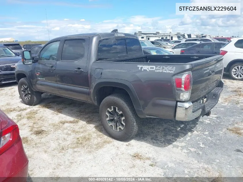 2020 Toyota Tacoma Double Cab/Sr/Sr5/Trd Spo VIN: 5TFCZ5AN5LX229604 Lot: 40509142