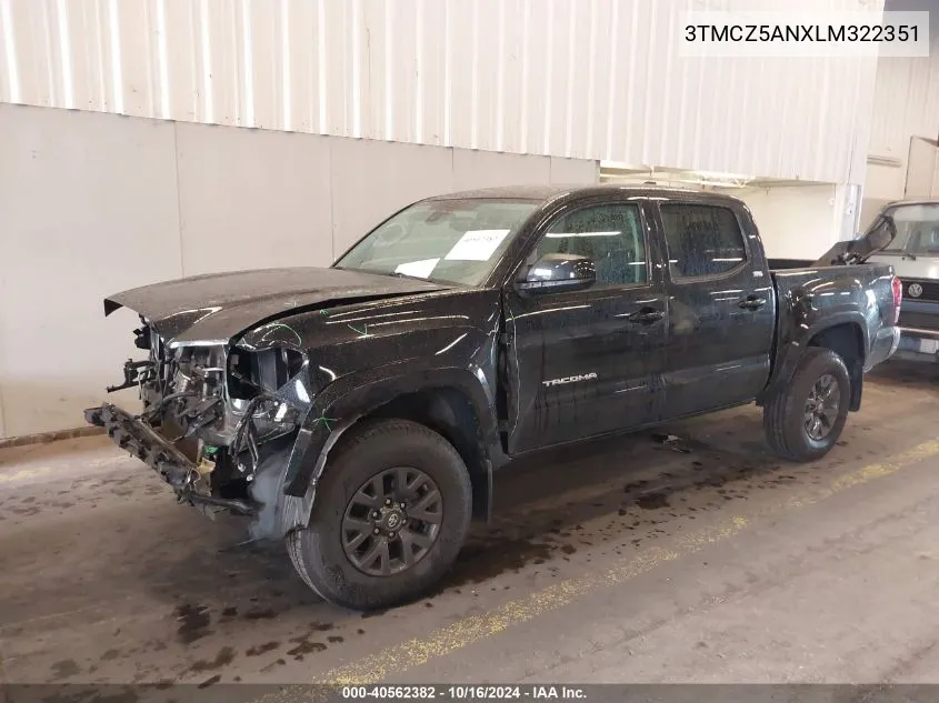 2020 Toyota Tacoma Sr5 V6 VIN: 3TMCZ5ANXLM322351 Lot: 40562382