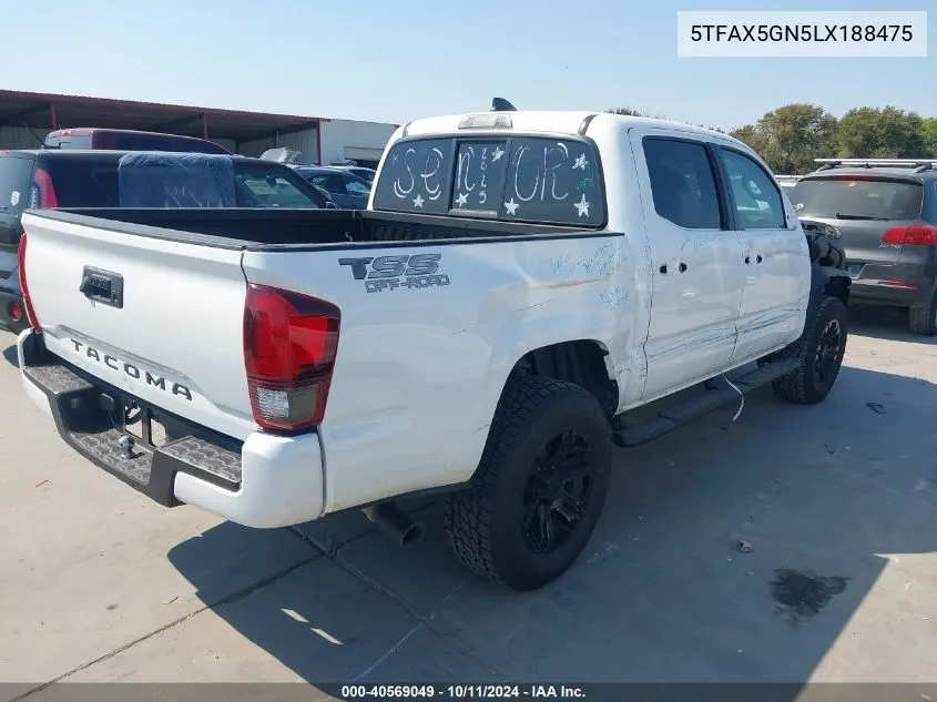 2020 Toyota Tacoma Double Cab/Sr/Sr5 VIN: 5TFAX5GN5LX188475 Lot: 40569049