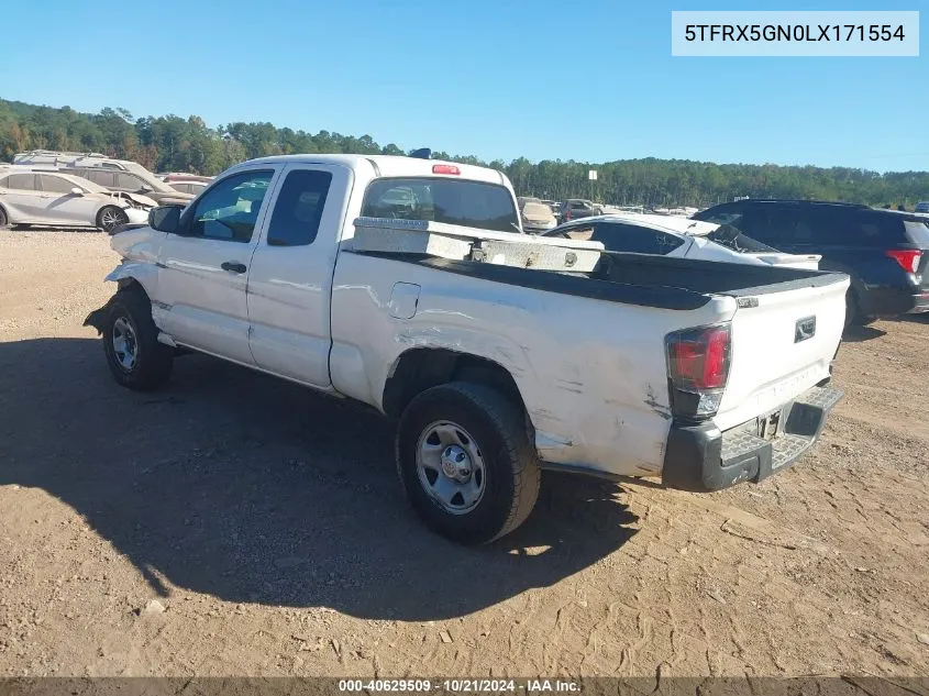 2020 Toyota Tacoma Access Cab/Sr/Sr5 VIN: 5TFRX5GN0LX171554 Lot: 40629509