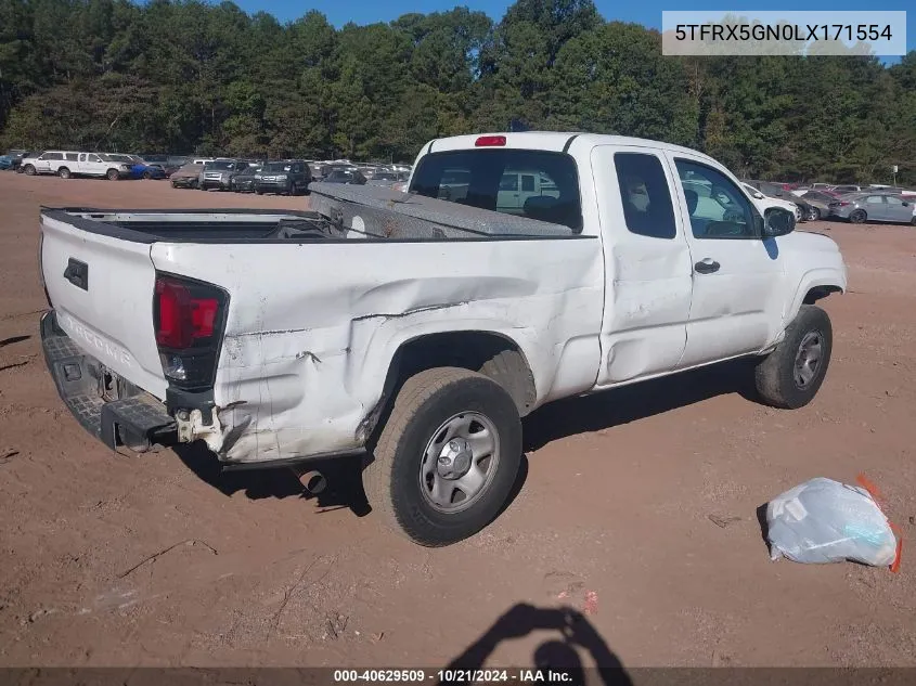 2020 Toyota Tacoma Access Cab/Sr/Sr5 VIN: 5TFRX5GN0LX171554 Lot: 40629509