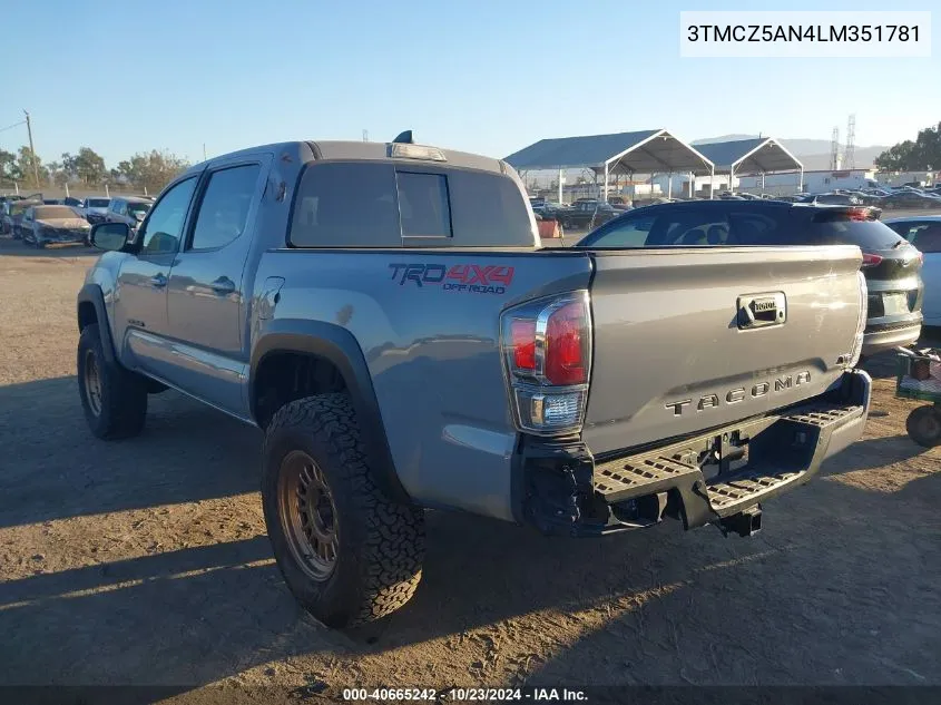 2020 Toyota Tacoma Trd Off-Road VIN: 3TMCZ5AN4LM351781 Lot: 40665242