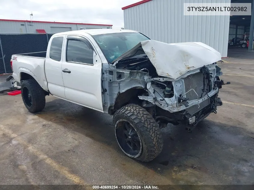 2020 Toyota Tacoma Sr V6 VIN: 3TYSZ5AN1LT002982 Lot: 40699254