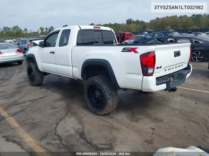 2020 Toyota Tacoma Sr V6 VIN: 3TYSZ5AN1LT002982 Lot: 40699254