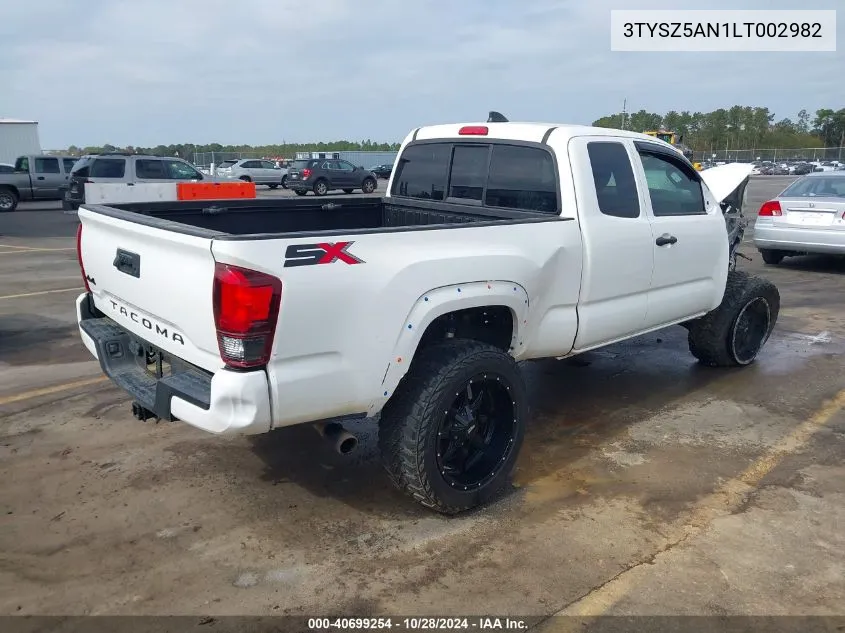 2020 Toyota Tacoma Sr V6 VIN: 3TYSZ5AN1LT002982 Lot: 40699254