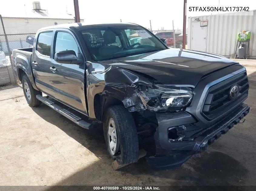 2020 Toyota Tacoma Sr VIN: 5TFAX5GN4LX173742 Lot: 40700589