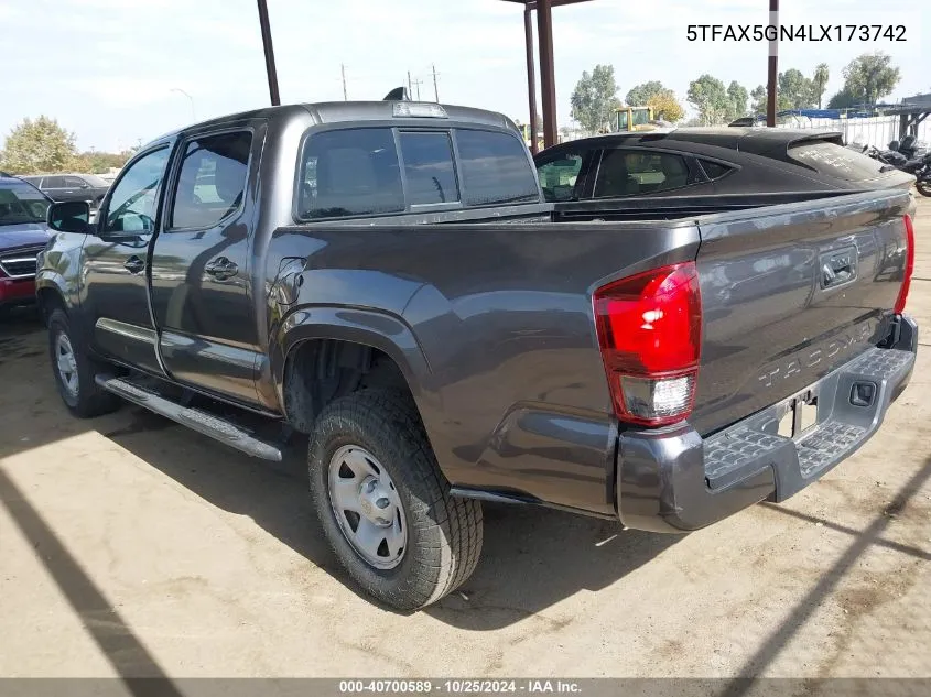 2020 Toyota Tacoma Sr VIN: 5TFAX5GN4LX173742 Lot: 40700589