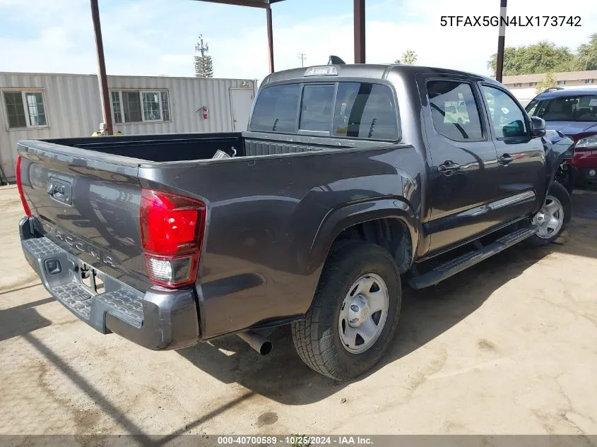 2020 Toyota Tacoma Sr VIN: 5TFAX5GN4LX173742 Lot: 40700589