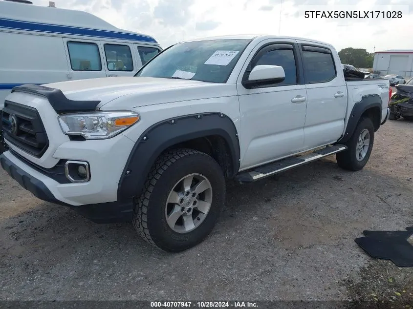 2020 Toyota Tacoma Sr VIN: 5TFAX5GN5LX171028 Lot: 40707947