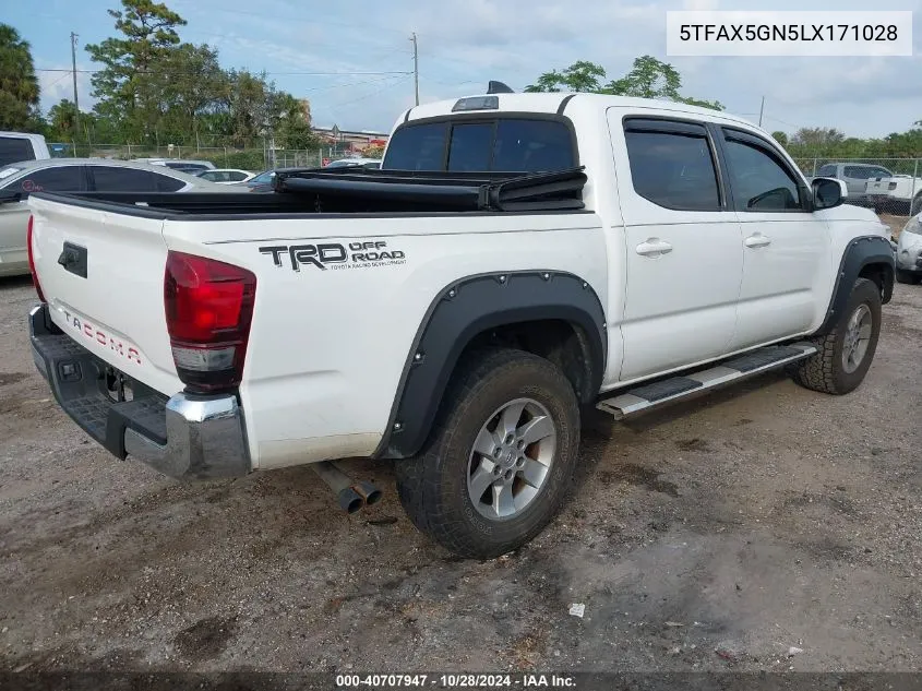 2020 Toyota Tacoma Sr VIN: 5TFAX5GN5LX171028 Lot: 40707947