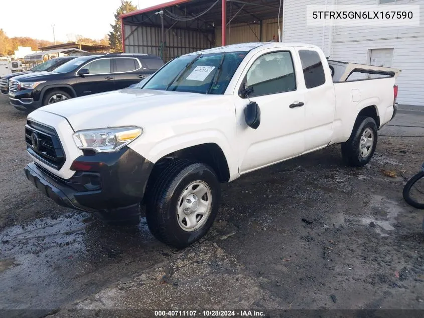 2020 Toyota Tacoma Sr VIN: 5TFRX5GN6LX167590 Lot: 40711107