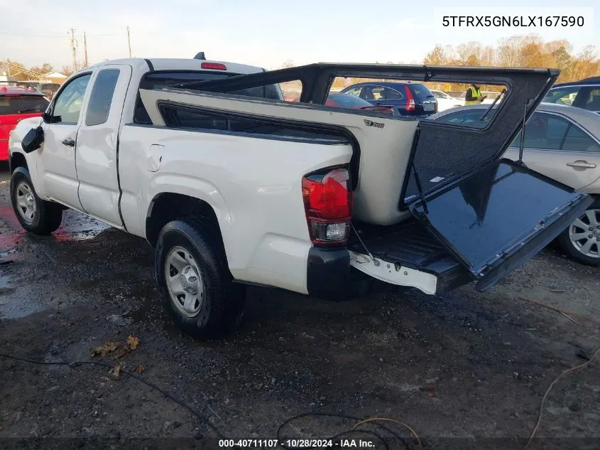 2020 Toyota Tacoma Sr VIN: 5TFRX5GN6LX167590 Lot: 40711107