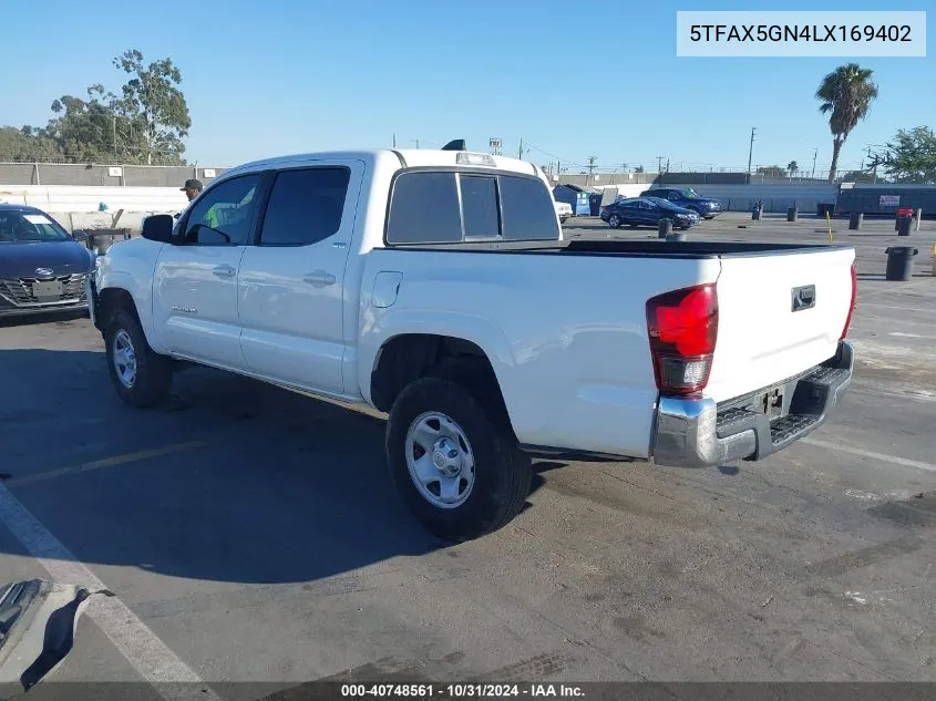 2020 Toyota Tacoma Sr5 VIN: 5TFAX5GN4LX169402 Lot: 40748561