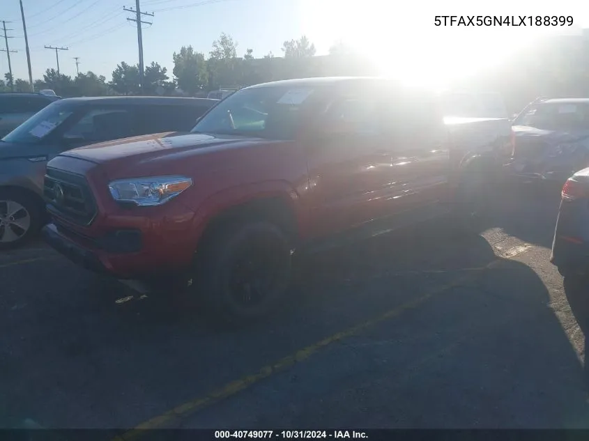 2020 Toyota Tacoma Sr VIN: 5TFAX5GN4LX188399 Lot: 40749077