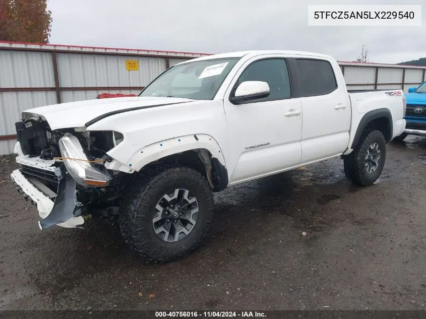 2020 Toyota Tacoma Trd Off-Road VIN: 5TFCZ5AN5LX229540 Lot: 40756016