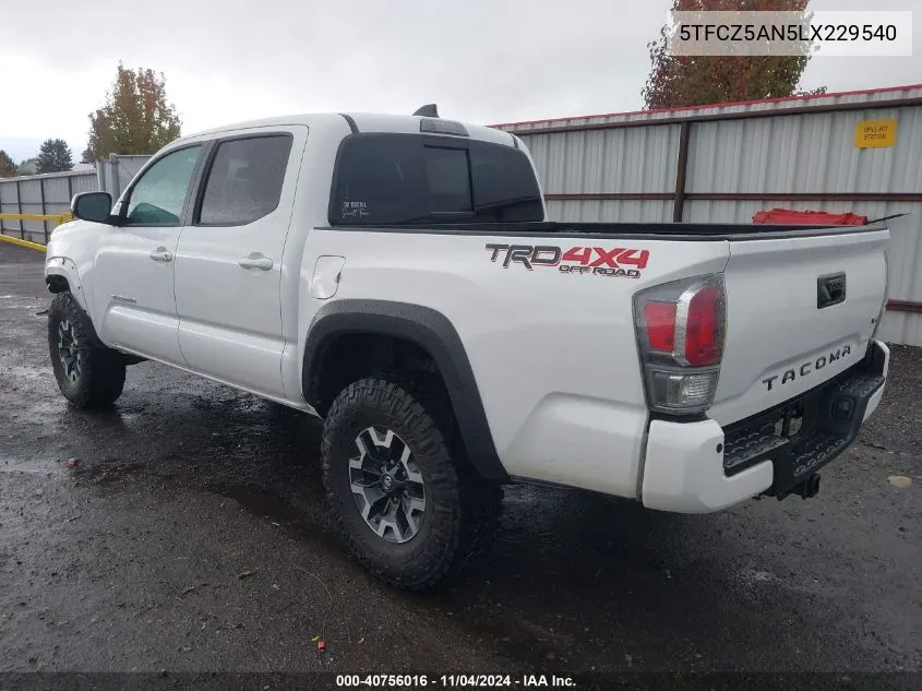 2020 Toyota Tacoma Trd Off-Road VIN: 5TFCZ5AN5LX229540 Lot: 40756016