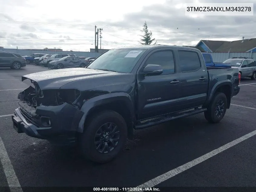 2020 Toyota Tacoma Sr5 V6 VIN: 3TMCZ5ANXLM343278 Lot: 40818993