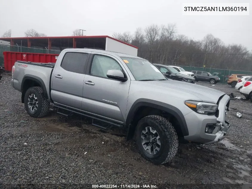 2020 Toyota Tacoma Trd Off-Road VIN: 3TMCZ5AN1LM360194 Lot: 40822254