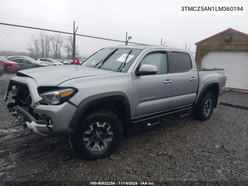 2020 Toyota Tacoma Trd Off-Road VIN: 3TMCZ5AN1LM360194 Lot: 40822254