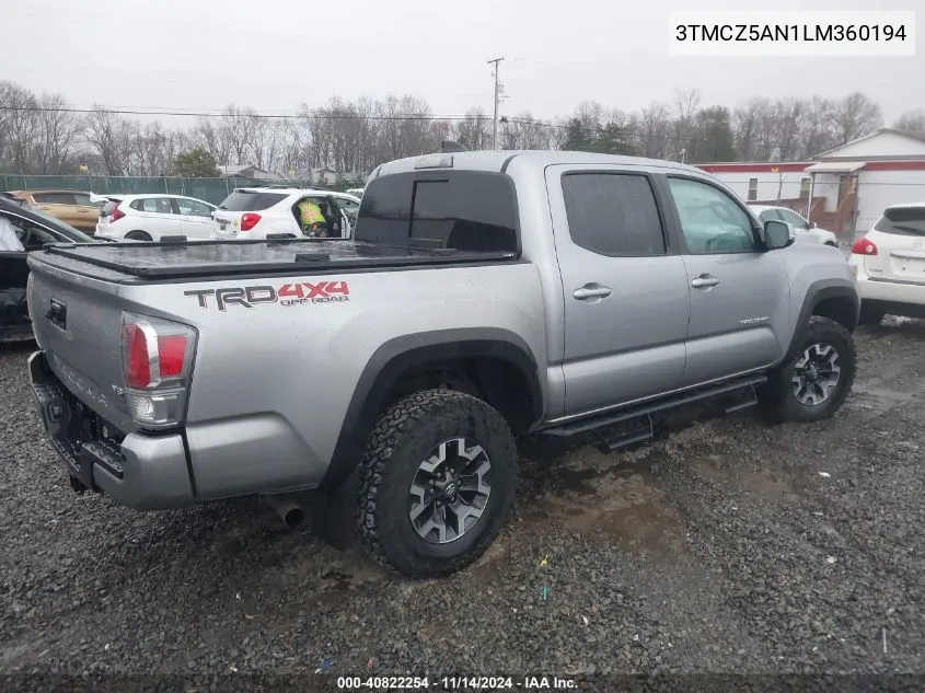 2020 Toyota Tacoma Trd Off-Road VIN: 3TMCZ5AN1LM360194 Lot: 40822254